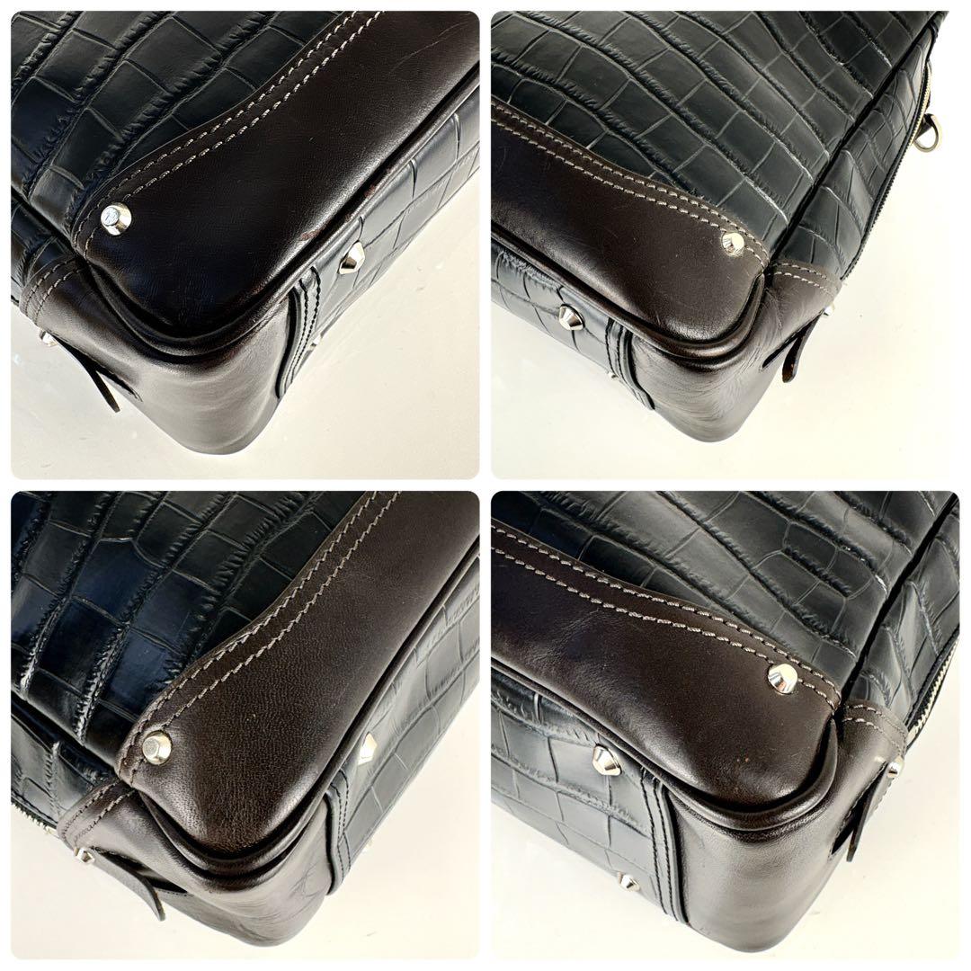 美品✨キーファーノイ クロコ型押し ビジネスバッグ 2way レザー バイカラー