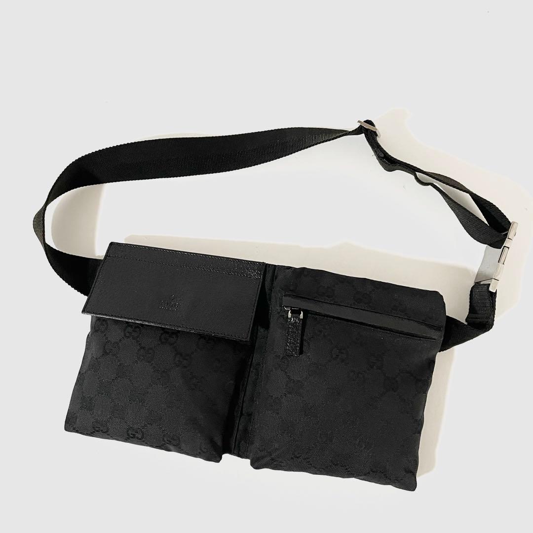 【美品】GUCCI グッチ ウエストポーチ ボディバッグ GGキャンバス×レザー