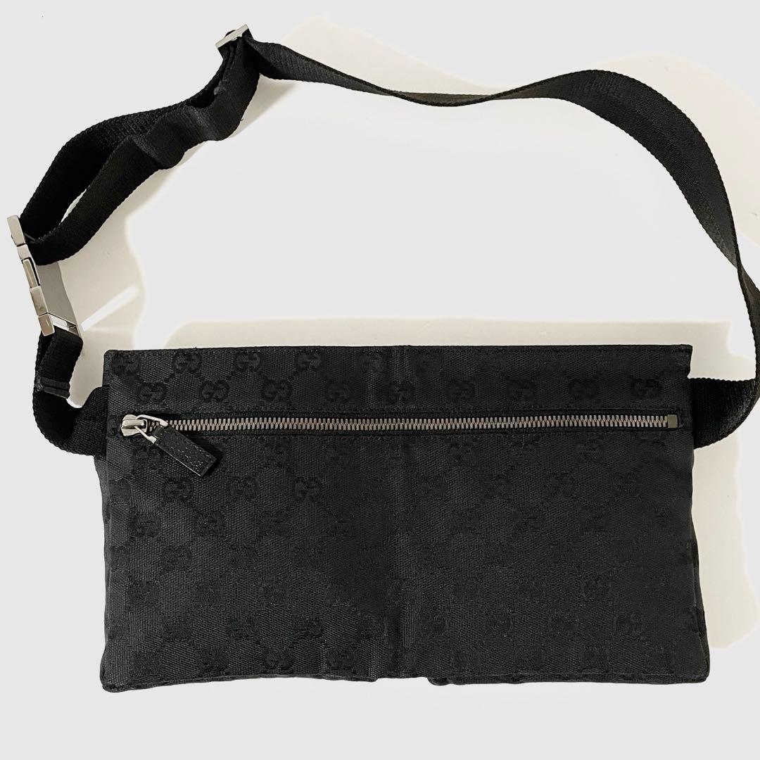 【美品】GUCCI グッチ ウエストポーチ ボディバッグ GGキャンバス×レザー