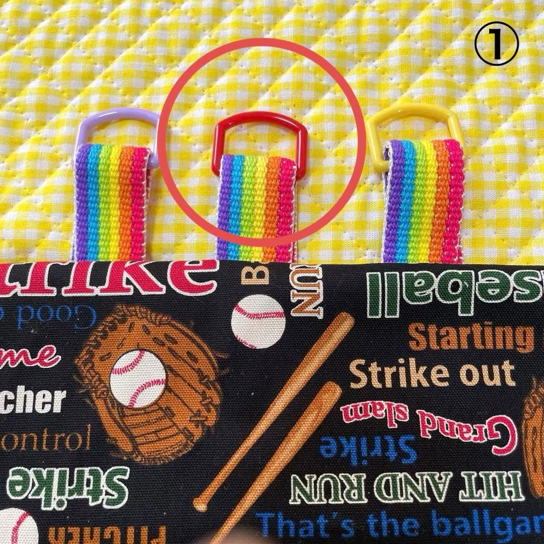 ゆう。ハンドメイド★ブラック。野球ベースボール⚾プリント6点セット