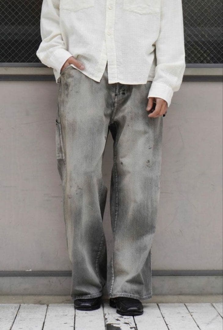 【ANCELLM】AGING PAINTER PANTS[BLACK]