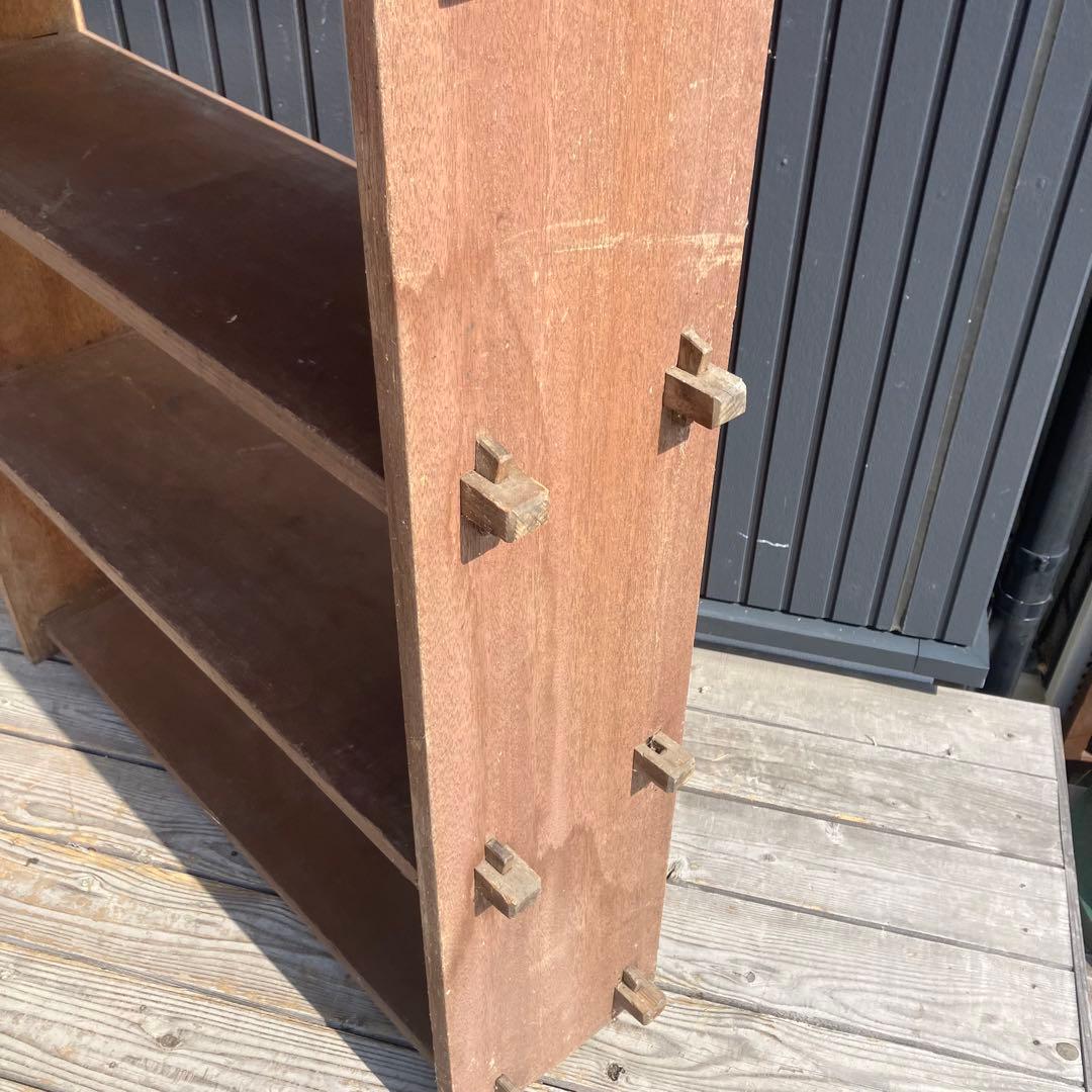 昭和レトロ ミッドセンチュリー くさび型 楔棚 6段木製オープンラック 飾り棚