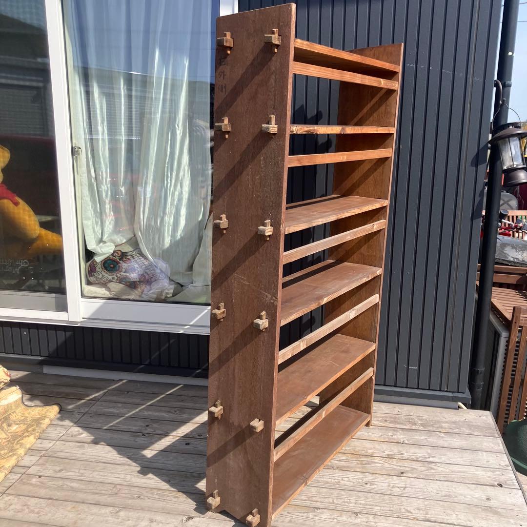昭和レトロ ミッドセンチュリー くさび型 楔棚 6段木製オープンラック 飾り棚