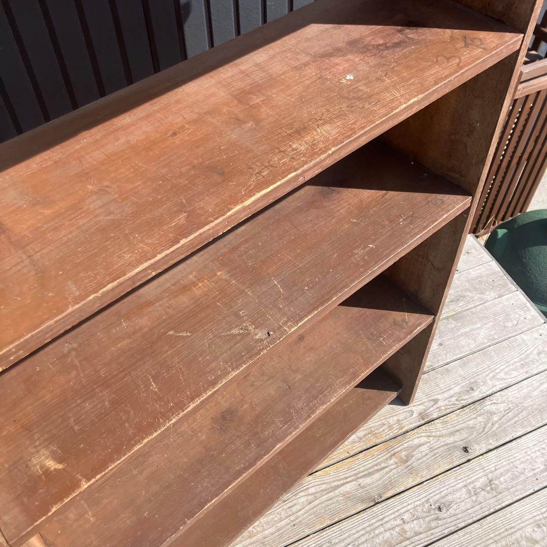 昭和レトロ ミッドセンチュリー くさび型 楔棚 6段木製オープンラック 飾り棚