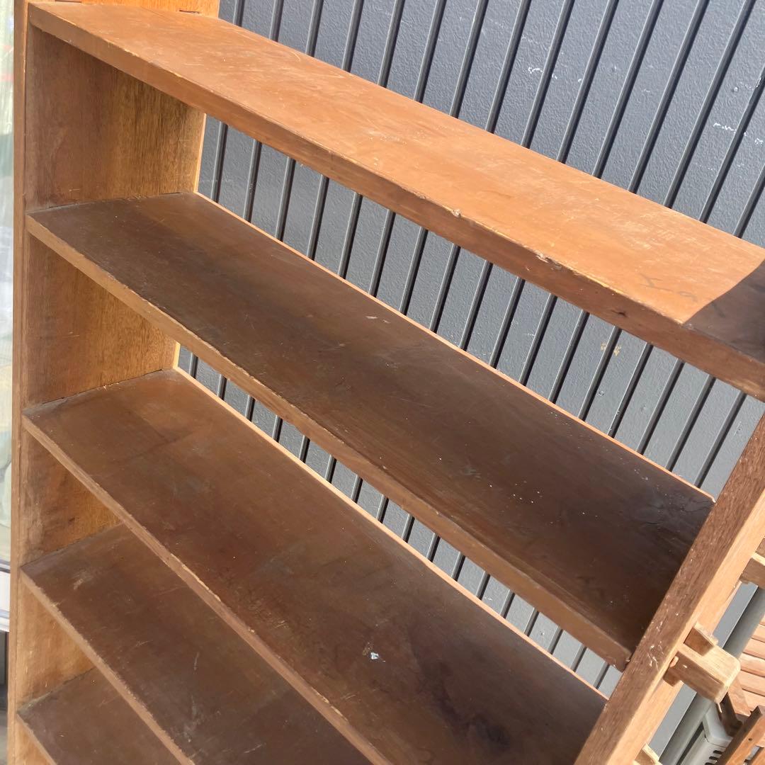 昭和レトロ ミッドセンチュリー くさび型 楔棚 6段木製オープンラック 飾り棚