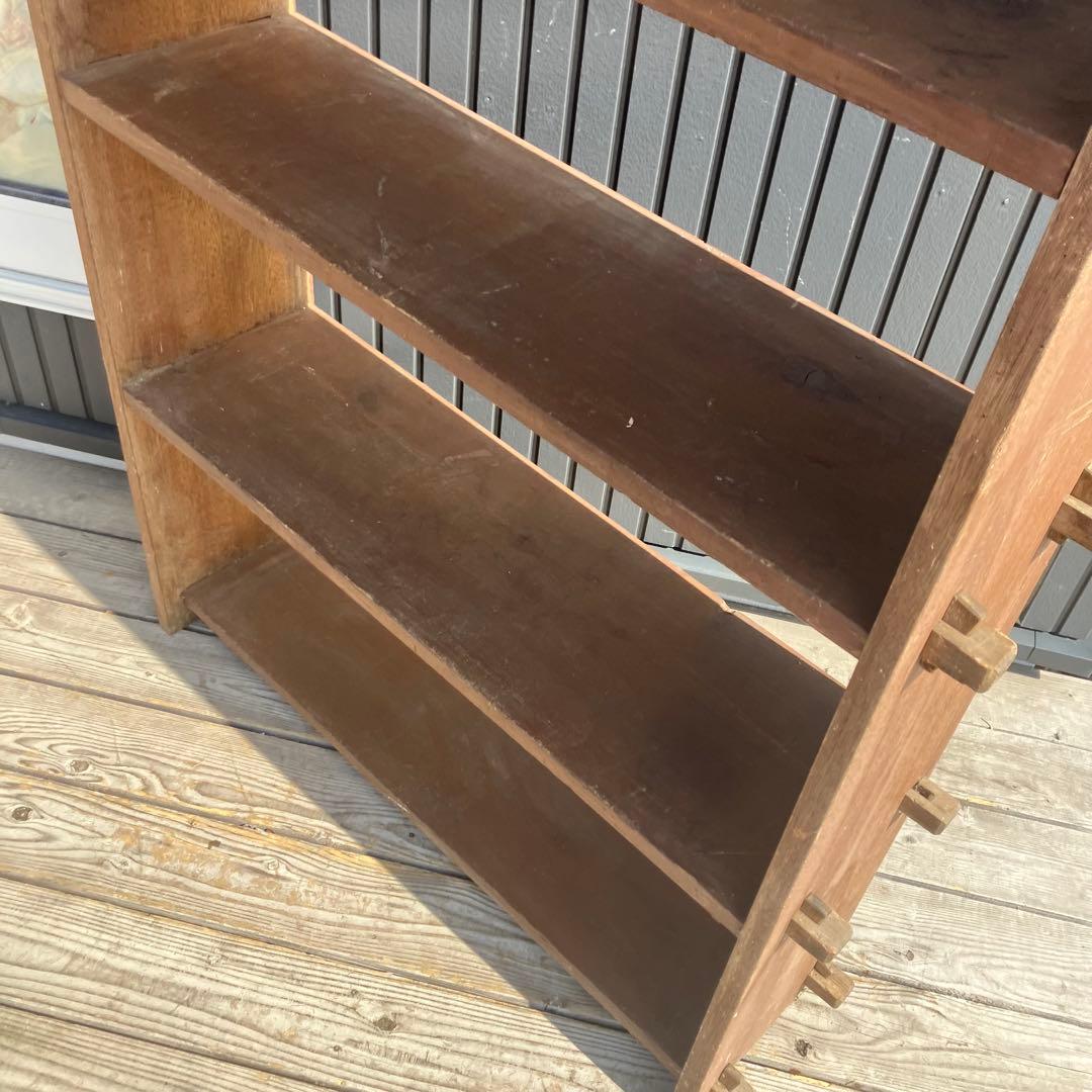 昭和レトロ ミッドセンチュリー くさび型 楔棚 6段木製オープンラック 飾り棚