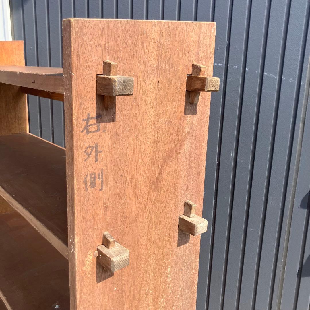 昭和レトロ ミッドセンチュリー くさび型 楔棚 6段木製オープンラック 飾り棚