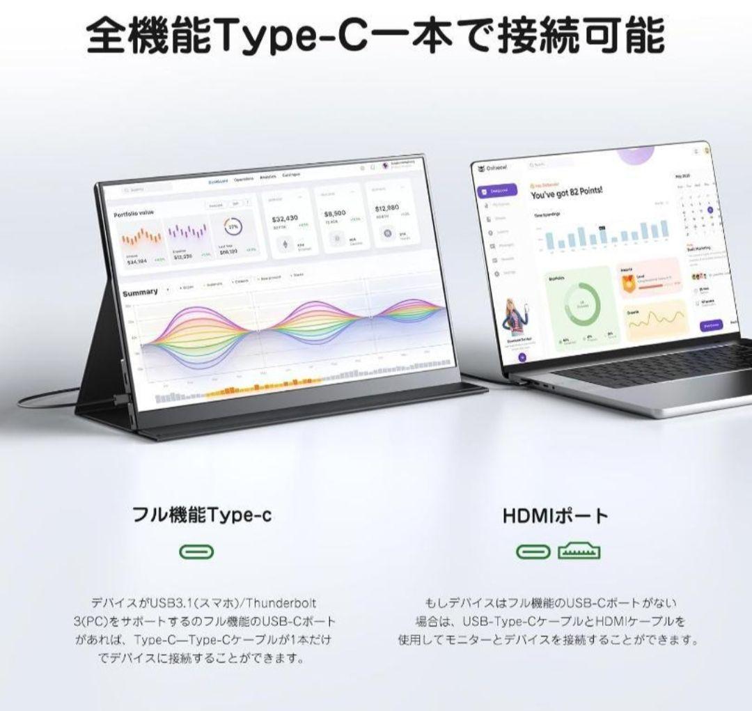 ほぼ新品　モバイルディスプレイ　15.6インチ　1920*1080　IPSパネル