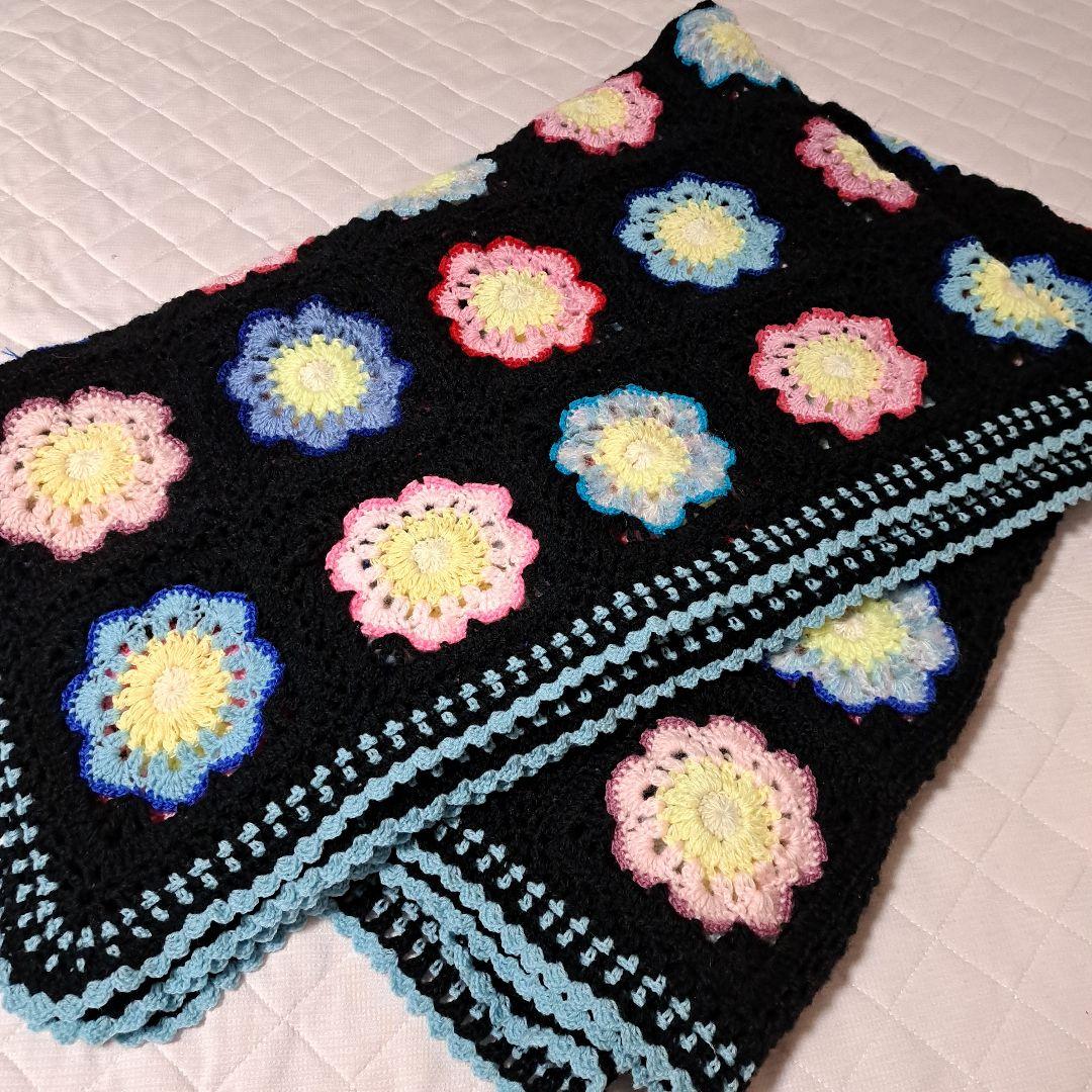 (117)【グラニースクエア】ハンドメイド ☆ ブランケット☆ベッドカバー