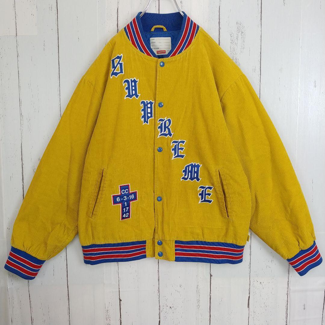 【入手困難】supreme コーデュロイジャケット デカロゴ 黄色 青