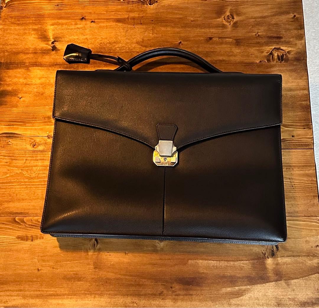 dunhill 茶レザー ビジネスバッグ
