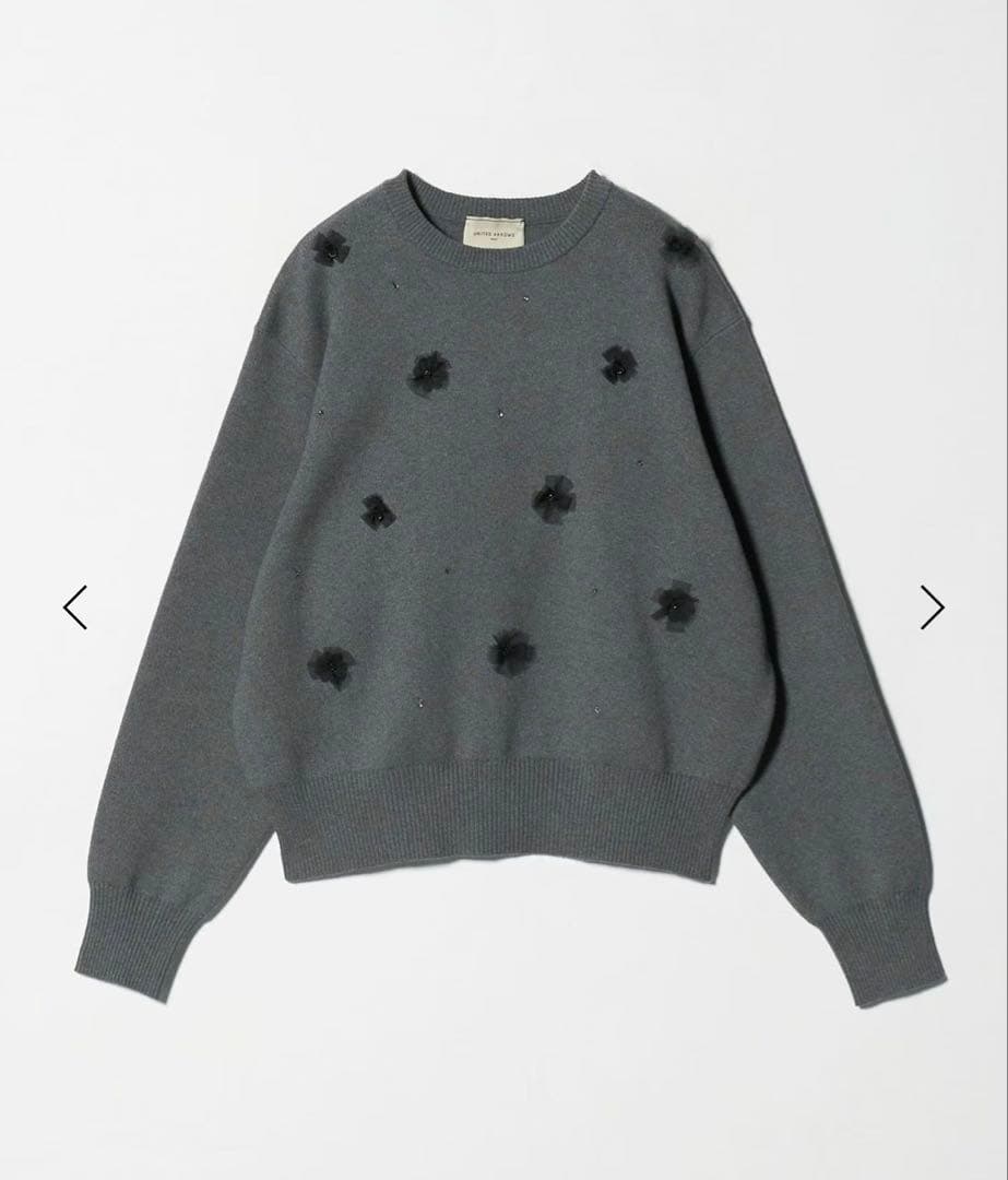 ユナイテッドアローズ コットンカシミヤビジューニット グレー 定価26,950円