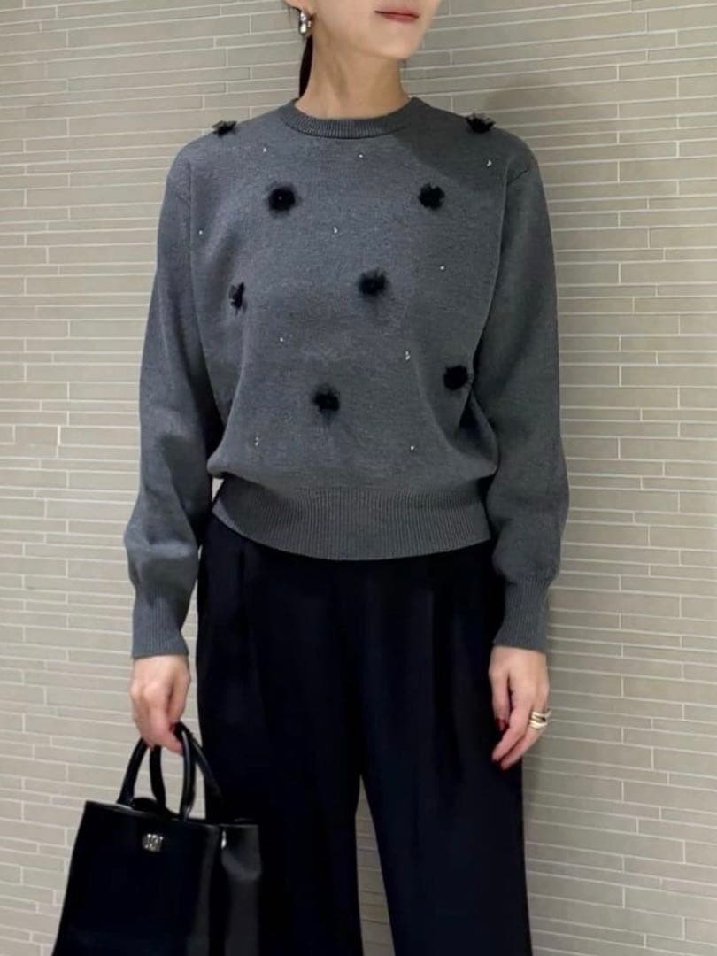 ユナイテッドアローズ コットンカシミヤビジューニット グレー 定価26,950円