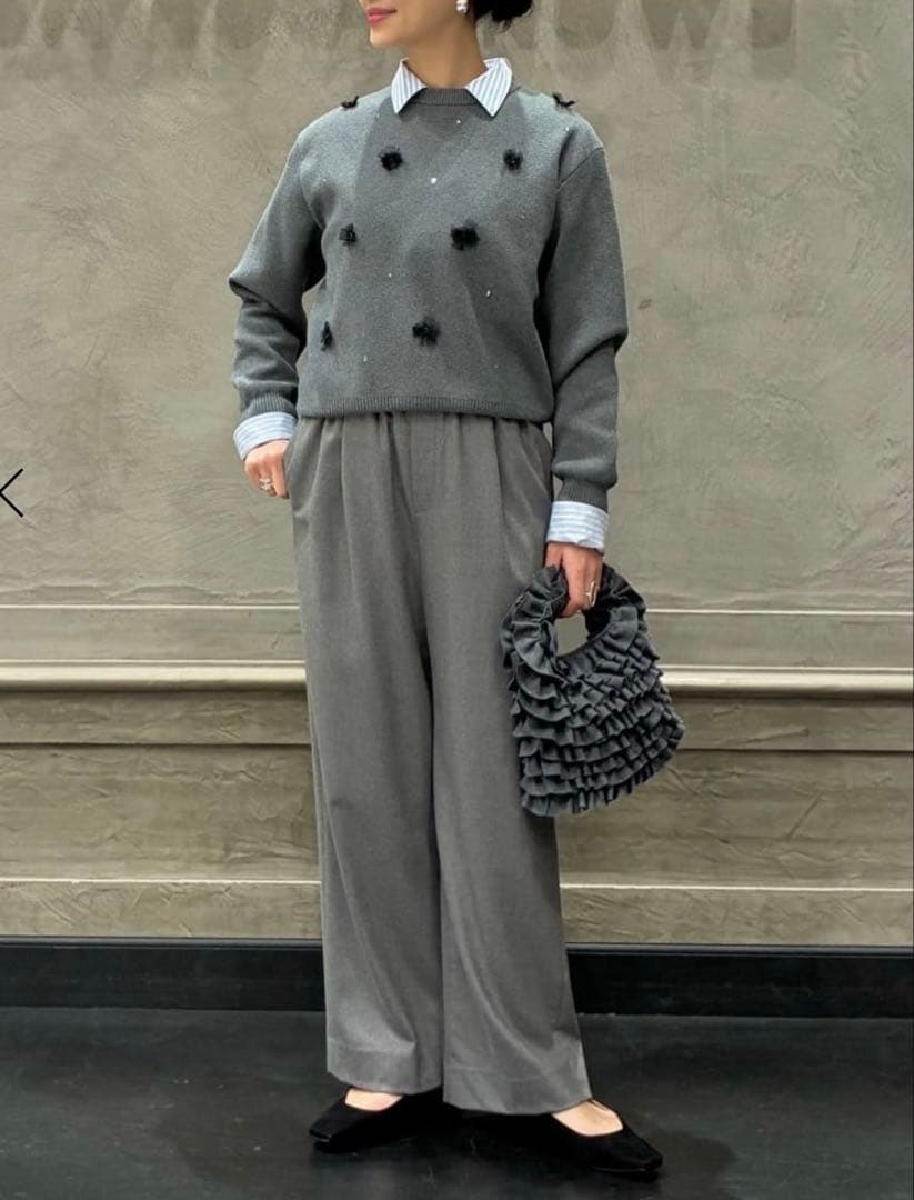 ユナイテッドアローズ コットンカシミヤビジューニット グレー 定価26,950円