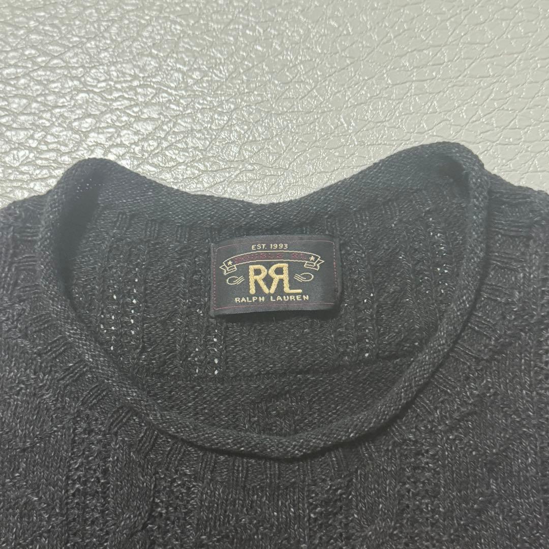 極美品 RRL ダブルアールエル インディゴ染 ケーブルニット セーター 黒