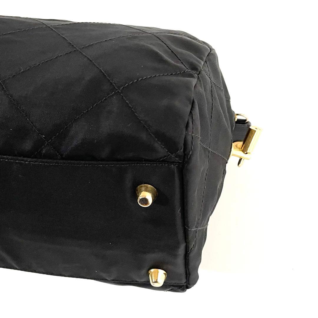 【極美品〜美品】プラダ キルティング ハンドバッグ ナイロン×サフィアーノレザー