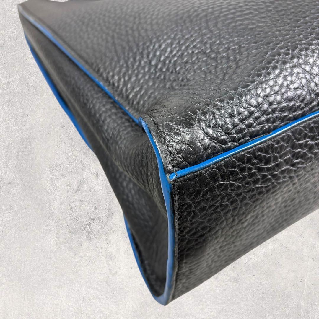 ホーネットフルラ ジョーヴェ レザー トートバッグ ハンドバッグ　黒×青