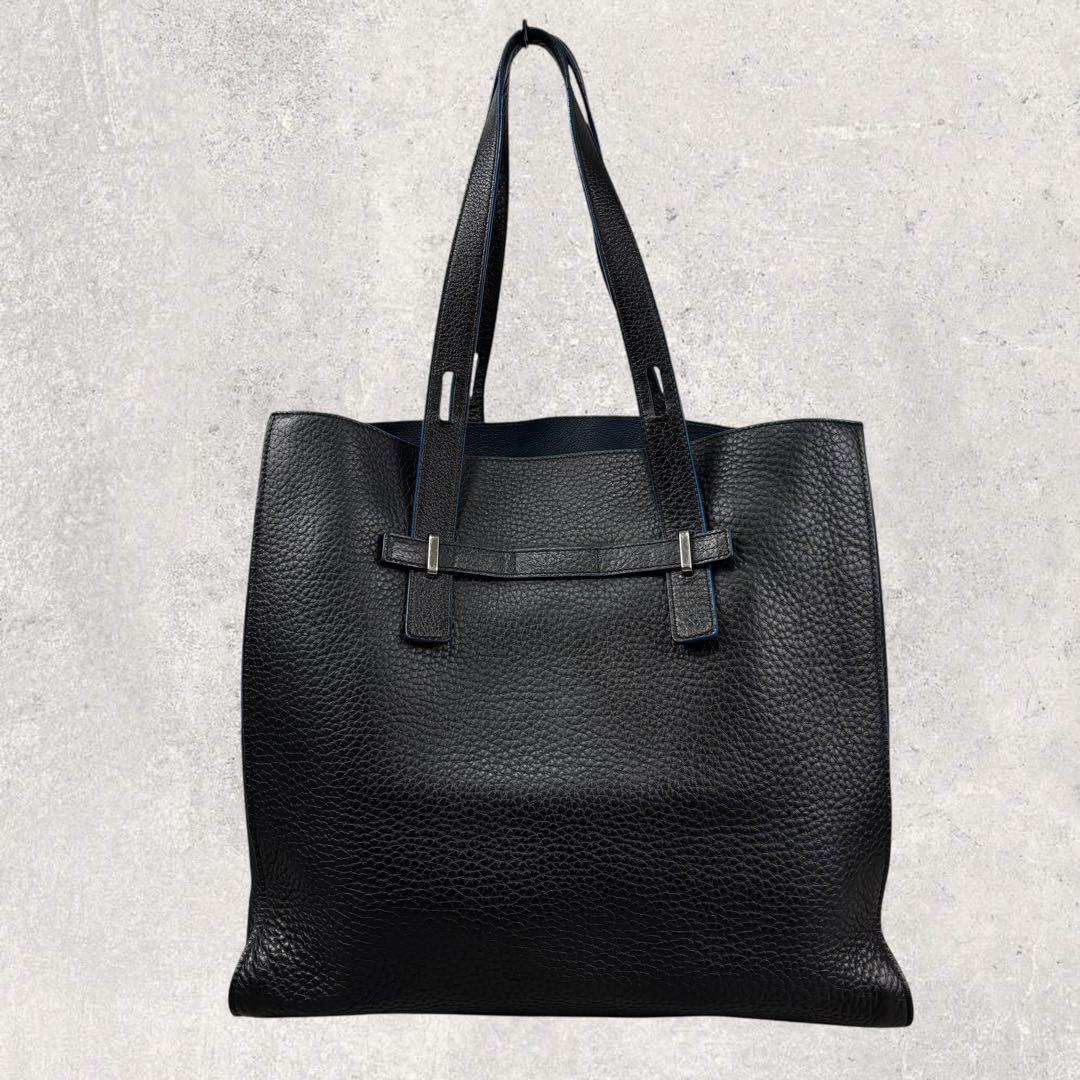 ホーネットフルラ ジョーヴェ レザー トートバッグ ハンドバッグ　黒×青