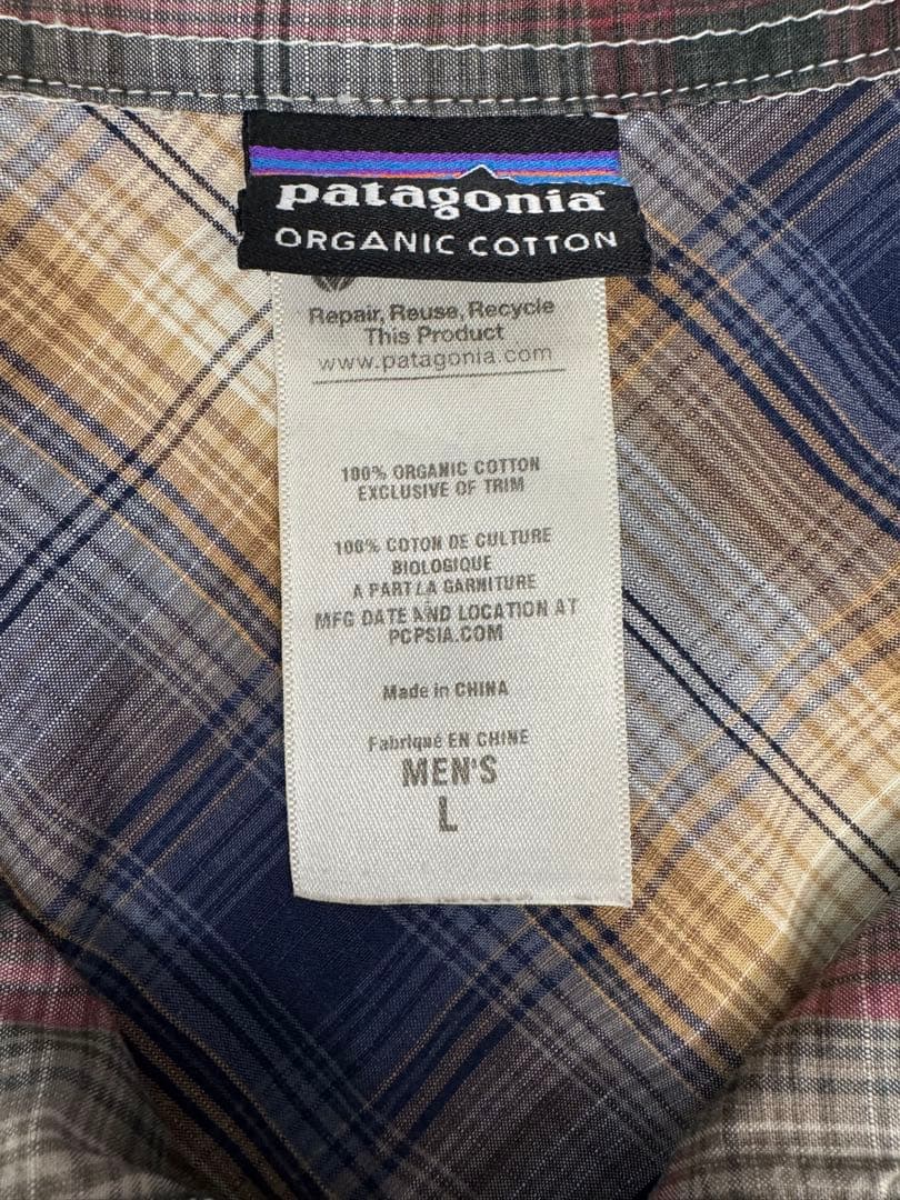 patagonia FA11 オンブレ チェックシャツ オーガニックコットン L