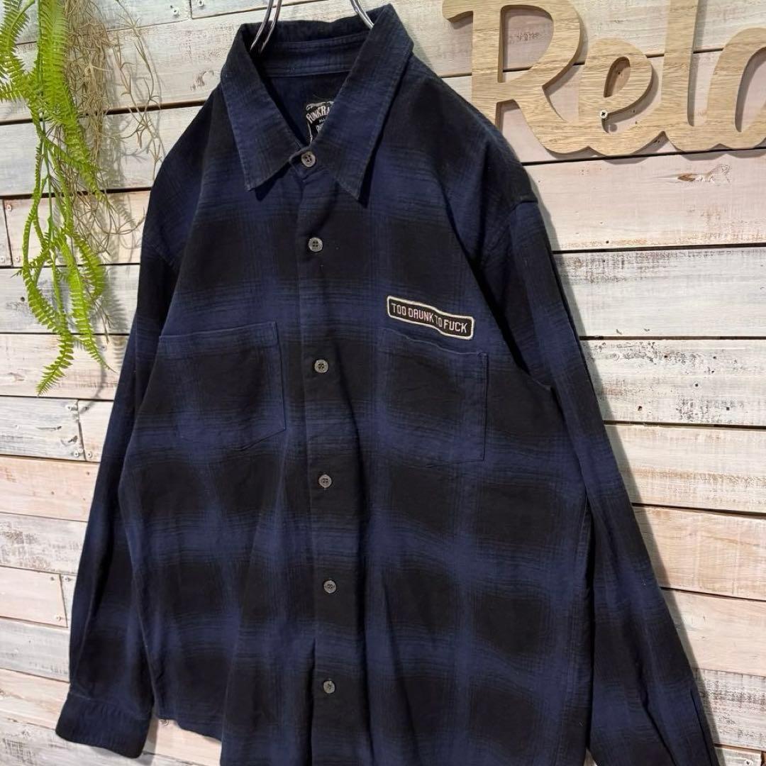 RADIALL ラディアル オンブレチェックシャツ XL ワッペン 刺繍