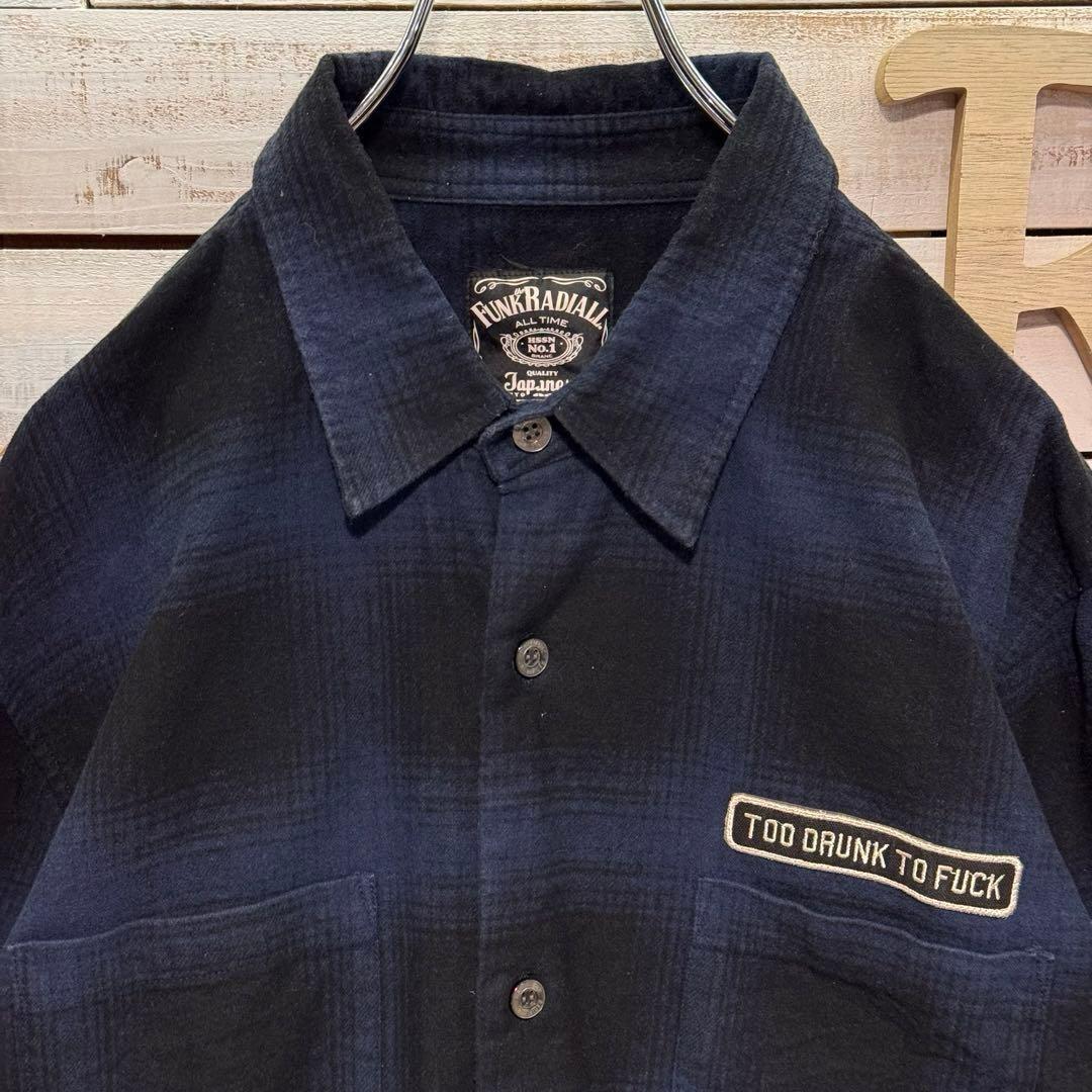 RADIALL ラディアル オンブレチェックシャツ XL ワッペン 刺繍