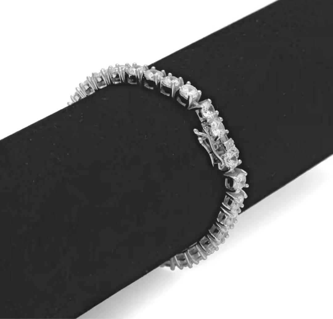 【永遠の輝き】10ctモアサナイト テニスチェーンブレスレット／S925