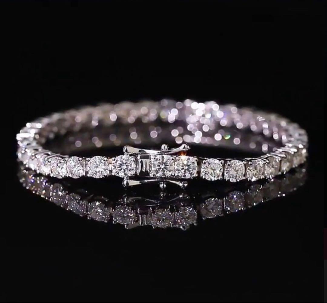 【永遠の輝き】10ctモアサナイト テニスチェーンブレスレット／S925