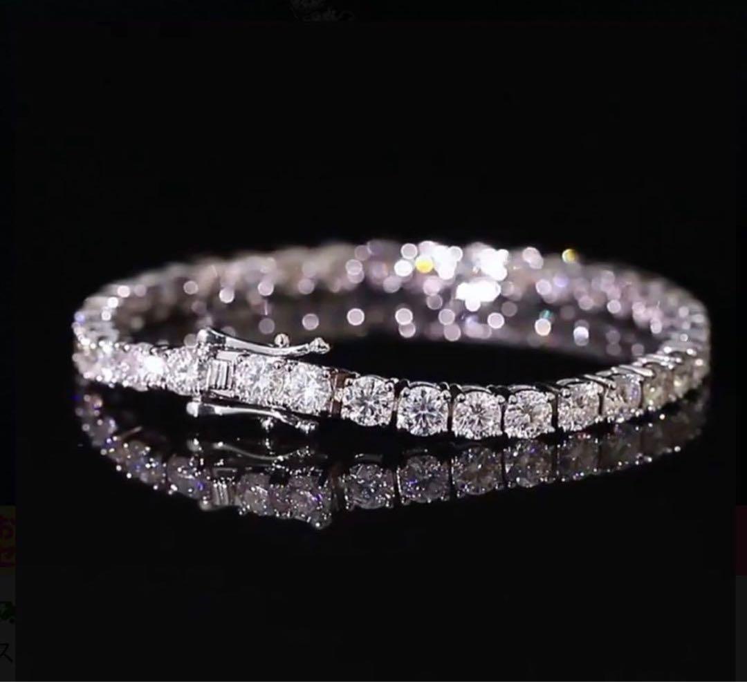 【永遠の輝き】10ctモアサナイト テニスチェーンブレスレット／S925