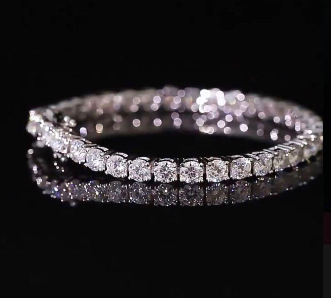 【永遠の輝き】10ctモアサナイト テニスチェーンブレスレット／S925