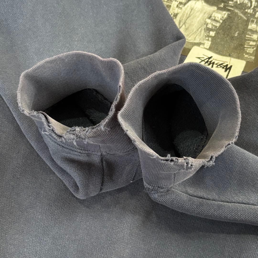 90s OLD STUSSY グラフィック スウェット フェード ネイビー L