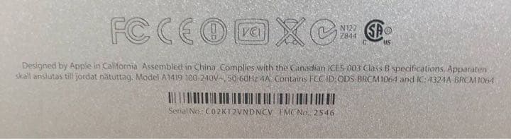 iMac 27インチ Core i5 2.9GHz/8GB/1TB