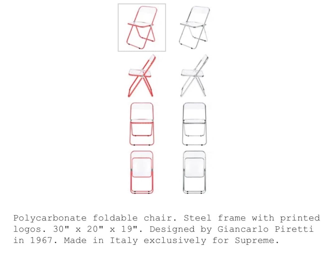 Supreme Anonima Castelli Plia Chair チェア