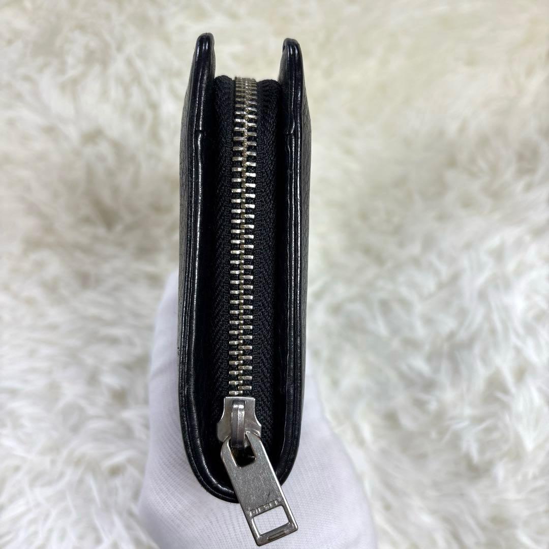 美品✨DIESEL オールレザー キルティング 長財布 ブラック メタルロゴ