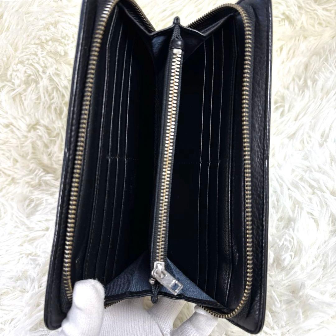 美品✨DIESEL オールレザー キルティング 長財布 ブラック メタルロゴ