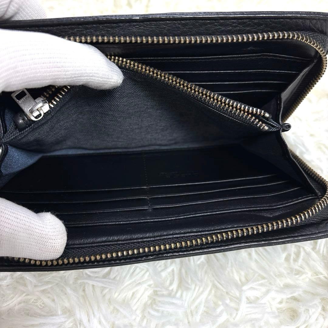 美品✨DIESEL オールレザー キルティング 長財布 ブラック メタルロゴ