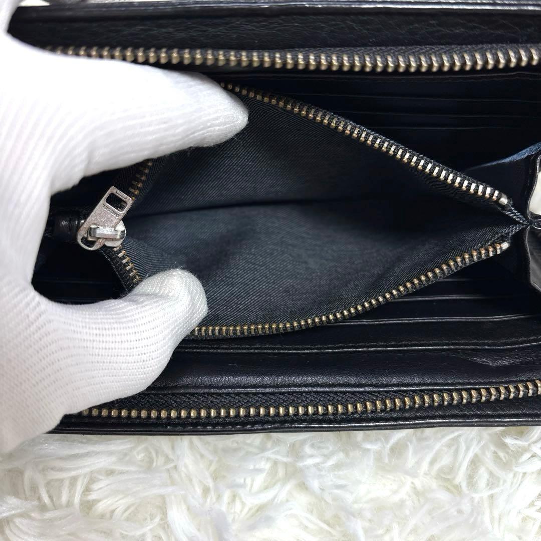 美品✨DIESEL オールレザー キルティング 長財布 ブラック メタルロゴ