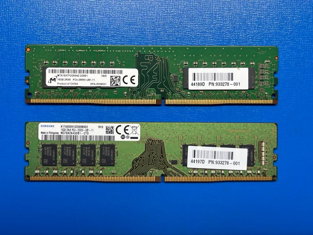 SAMSUNG、Micron DDR4 32GB 2666V