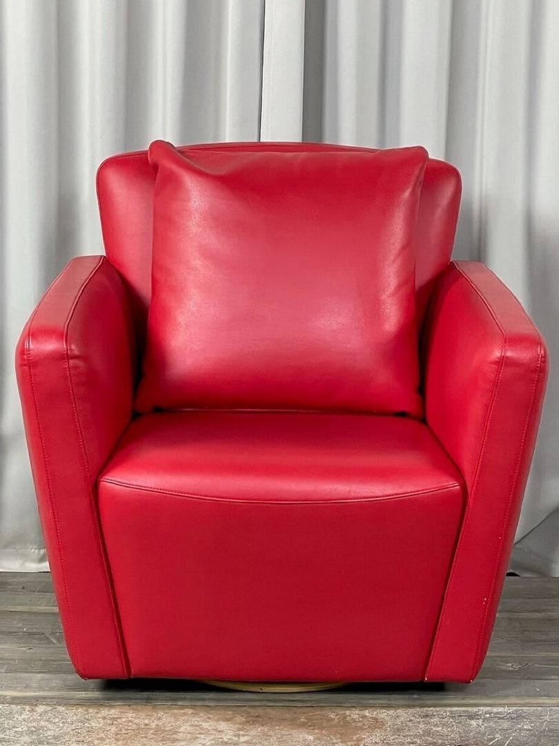 レザー　swivel chair スウィベルチェア 赤　1人掛けソファ　回転椅子