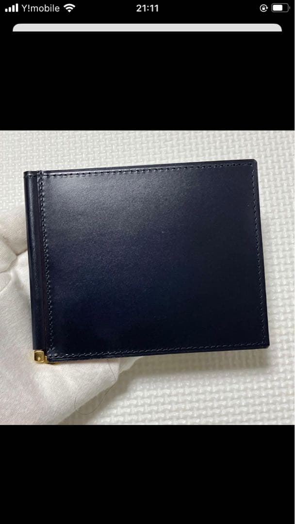 未使用　GANZO ガンゾ　ブライドルレザー　マネークリップ　紺　箱カード袋付き