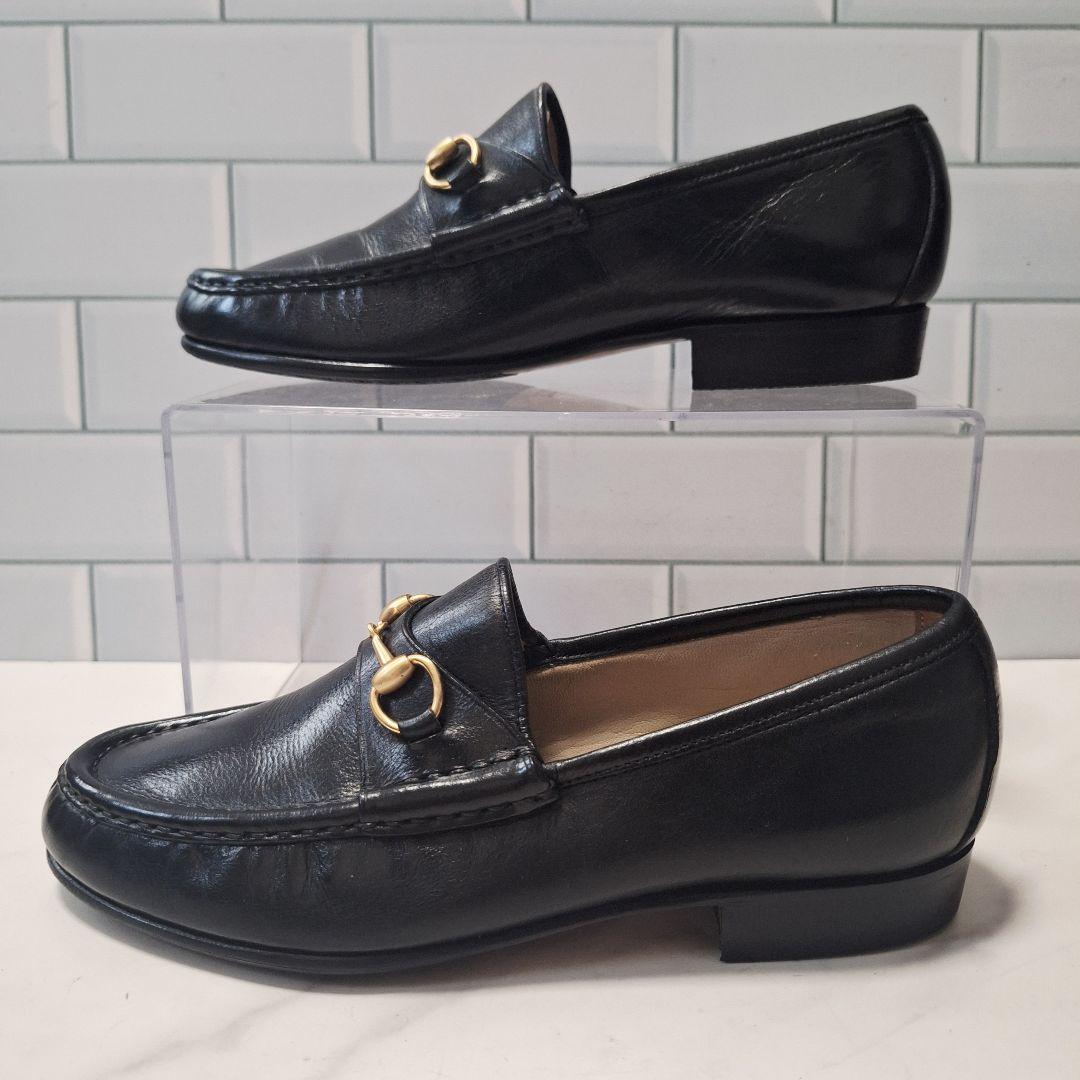 GUCCI グッチ ローファー 23 ホースビット ゴールド レザー ブラック