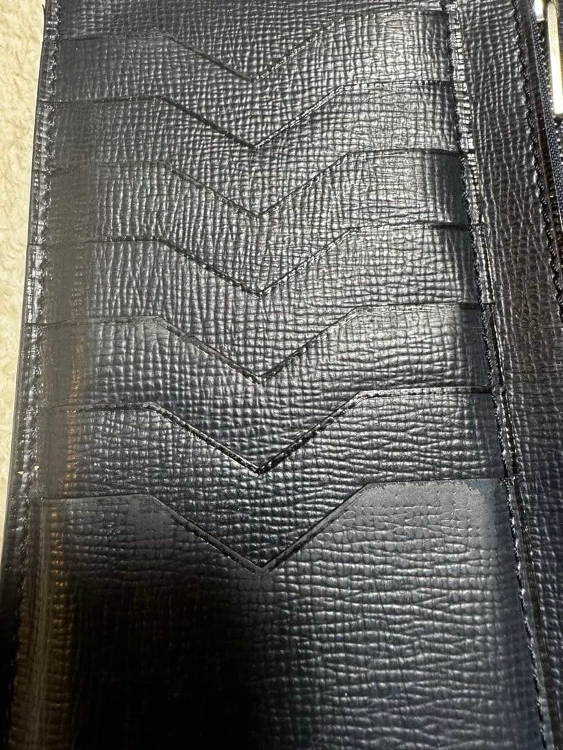 Valextra ネイビー 小銭入れ付き 14カード レザー 長財布