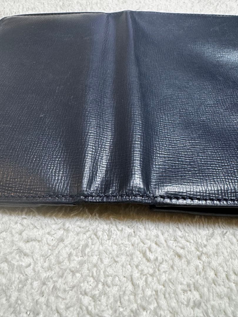 Valextra ネイビー 小銭入れ付き 14カード レザー 長財布