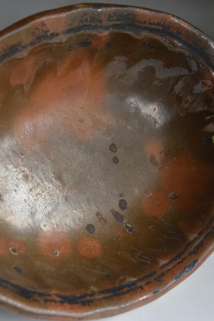 フランス19世紀　茶釉オーバル深皿　西洋民藝　古道具坂田