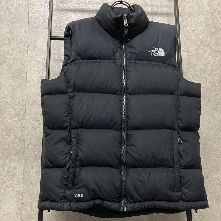 《US古着》ノースフェイス ダウンベスト 700 USA ロゴ刺繍 レディースL