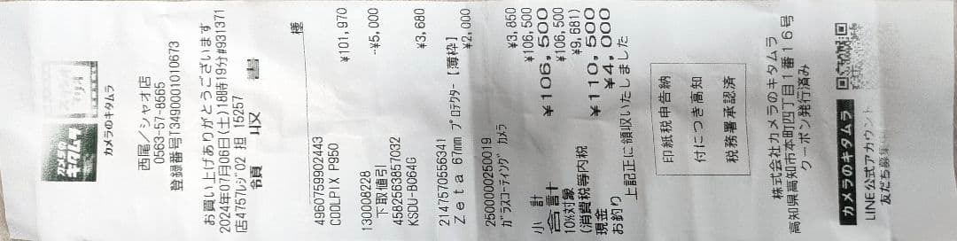 NIKON COOLPIX P950 撮影可能枚数：100 枚