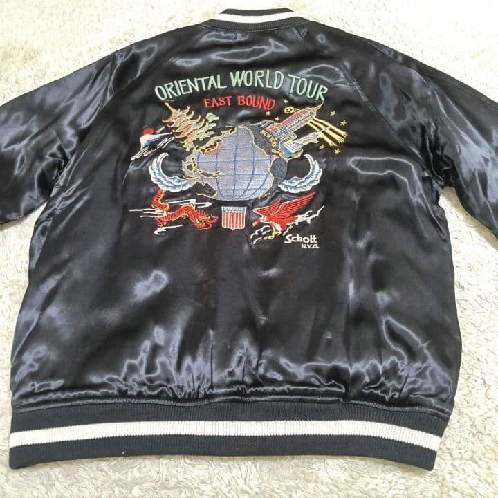 ✅️出品→10/19迄✅️新品タグ付き Schott NYC スカジャン サテン