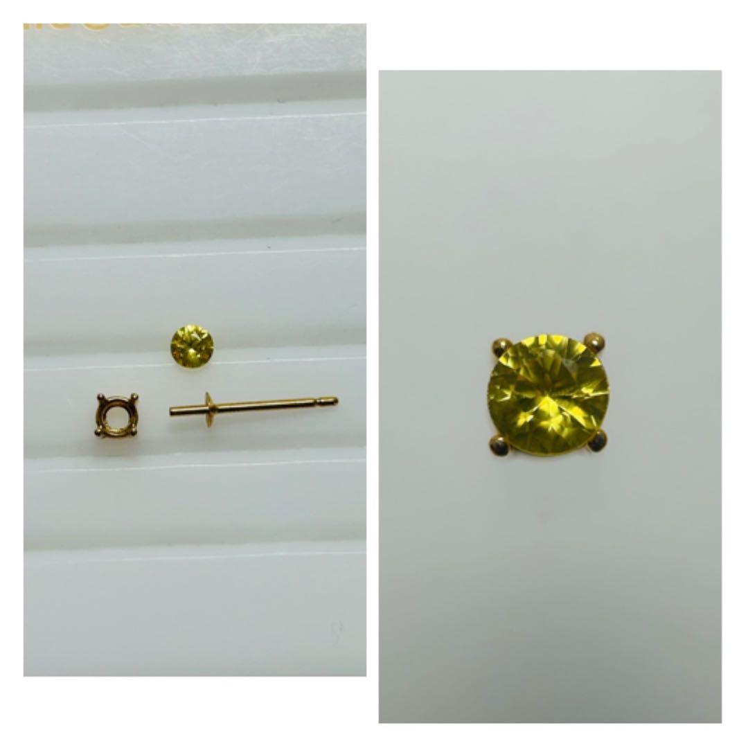 『サナ』K18YGイエローサファイアピアス加工＋ピンクスピネル