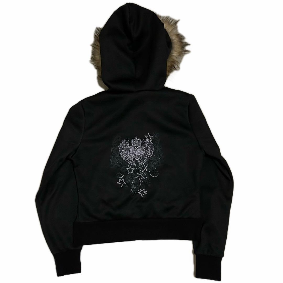 トップス 00s Fur Angel Heart Graphic Zip Hoodie