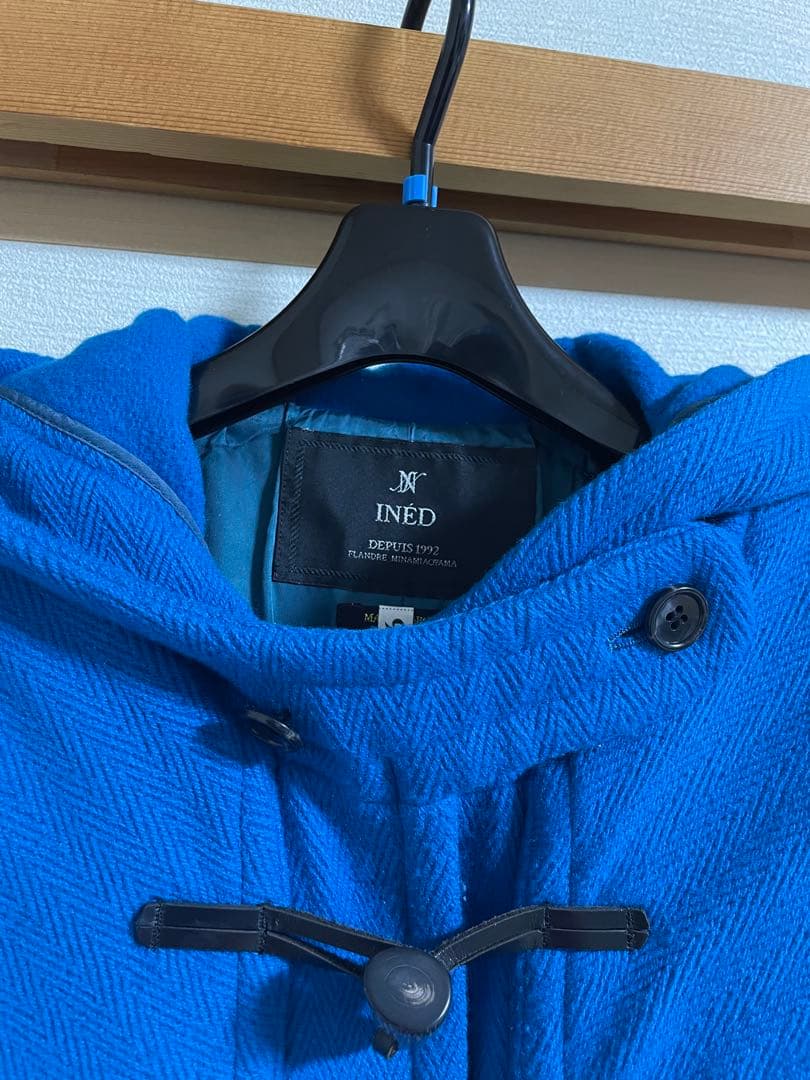 INED ダッフルコート ブル　美品　15号　ヘンリーボーン　クリーニング済み