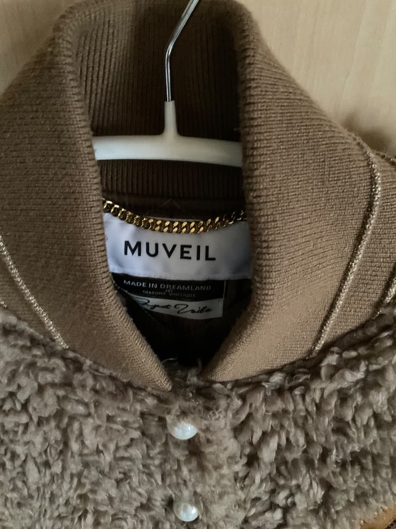 MUVEIL ファー素材 スタジャン ブラウン